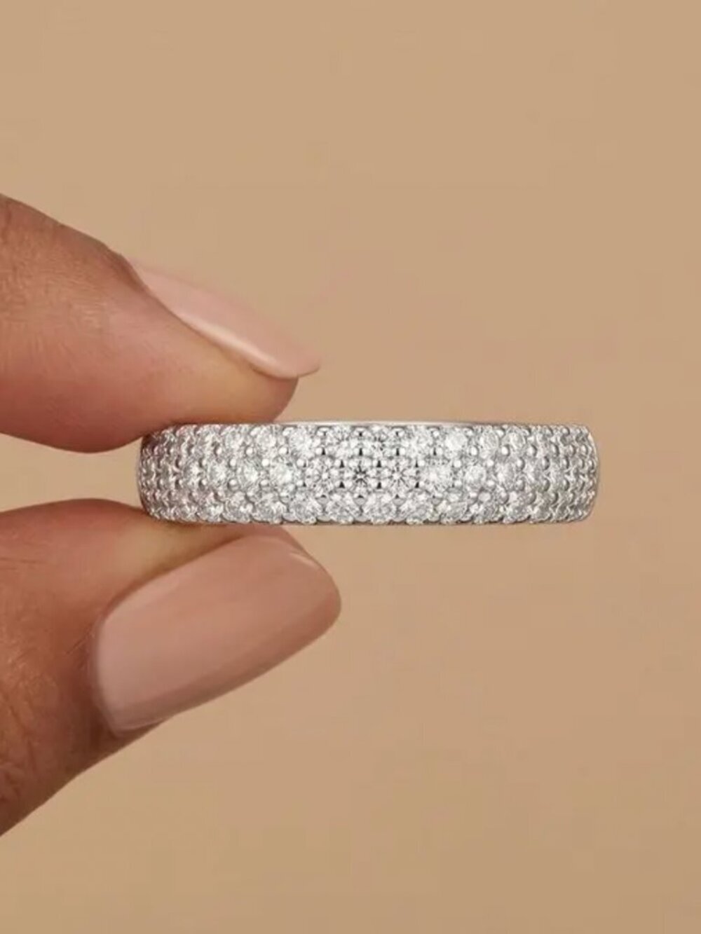 NEW 18k White Gold Diamond Ring Band Pave Diamond Ring
